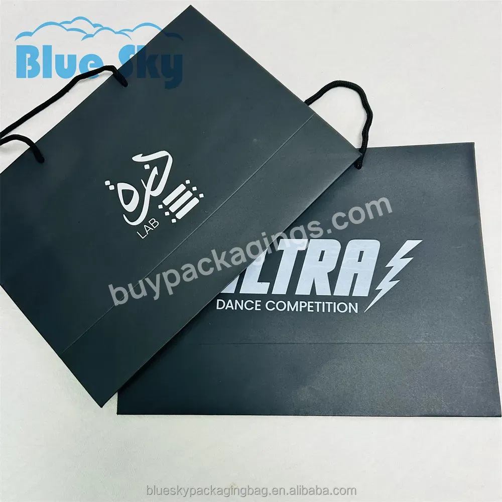 Blue Sky Paper Bag Custom Printed Logo Trend Luxury Clothing Shoes Shopping Paper Bag Boutique Recyclable Gift Bag