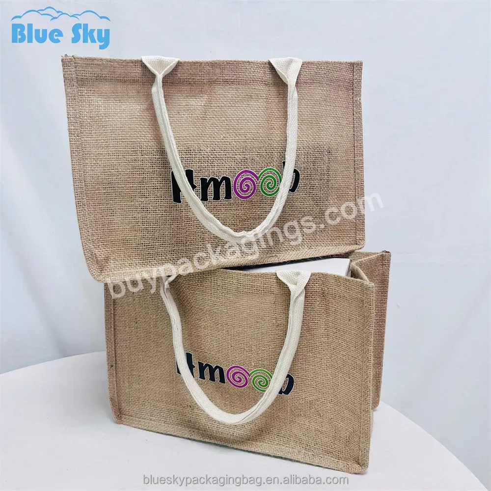 Blue Sky Practical Affordable Identification Jute Bag Jute Bag Rope Beach Bag Shopping Wholesale Manufacturers