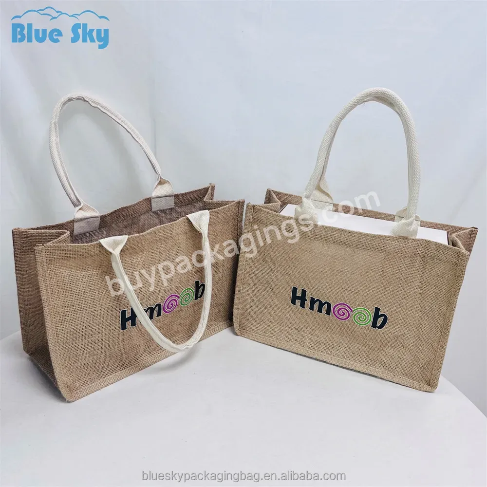 Blue Sky Sales Must Be The First System Of Identification Jute Bag Jute Bag Rope Beach Bag Shopping Wholesale Manufacturers