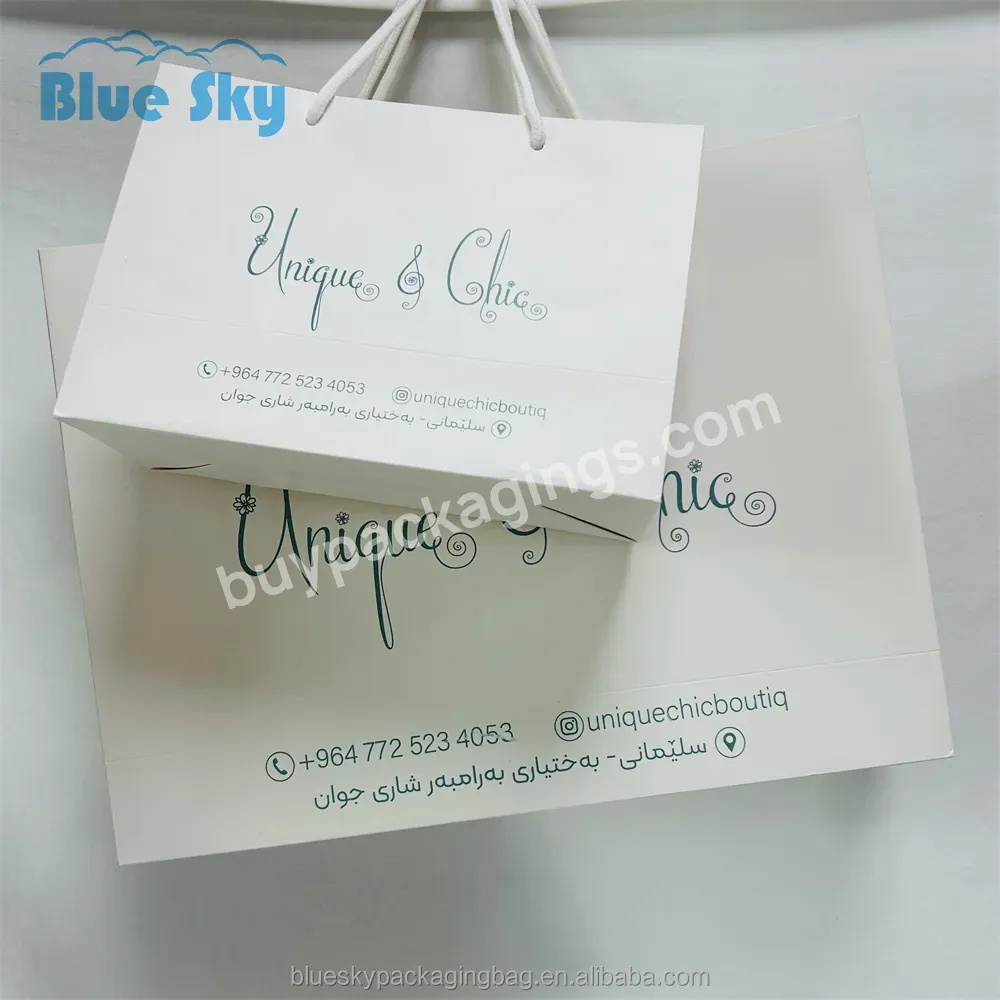 Blue Sky Wholesale Custom Printed Brand Logo Design Promotional Luxury Gift Shopping Black Jewelry Paper Bags With Handling