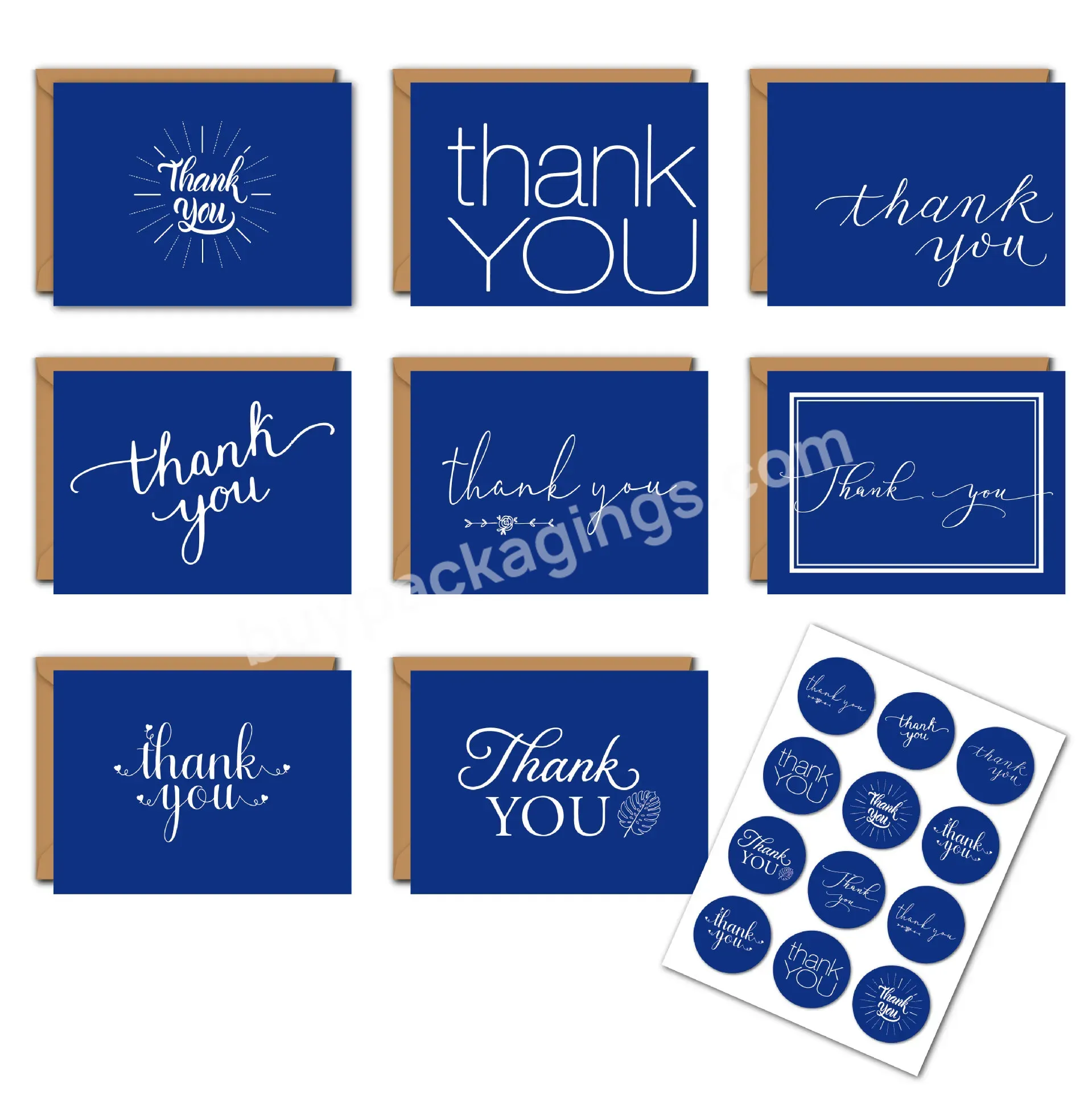 Blue Theme Thank You Cards With Envelope And Stickers,Good Quality Variety Of Styles Custom Greeting Cards