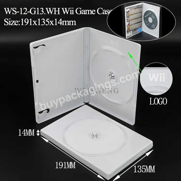 Blue White Custom Cover Acrylic Display Packing Cd Storage With Logo 14mm Plastic Video Game Case For Nintendo Wii U