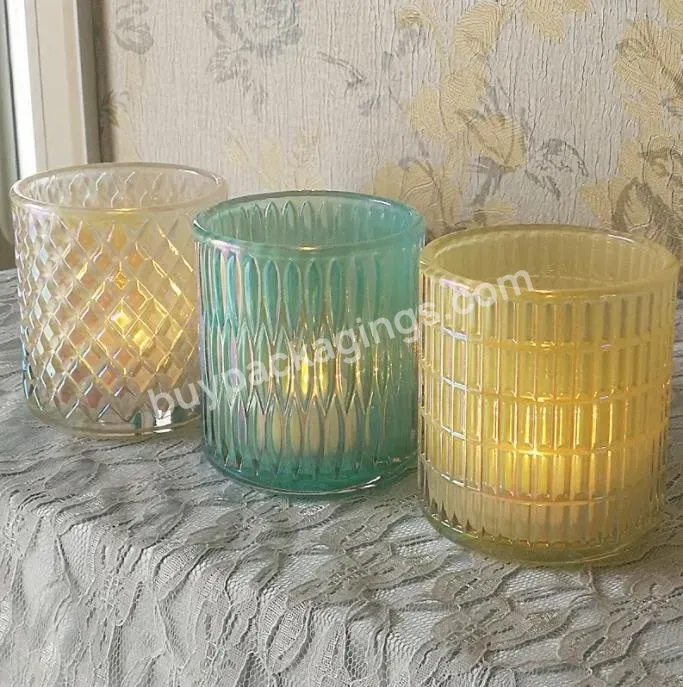 Blue Yellow White Embossed Pattern Christmas Candle Jars Scented Candle Empty Glass Jars - Buy Candle Empty Glass Jars,Christmas Candle Jar Glass,Scented Candles Glass Jar.