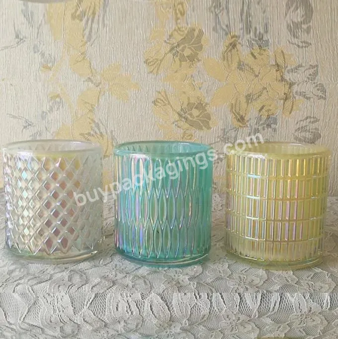 Blue Yellow White Embossed Pattern Christmas Candle Jars Scented Candle Empty Glass Jars - Buy Candle Empty Glass Jars,Christmas Candle Jar Glass,Scented Candles Glass Jar.