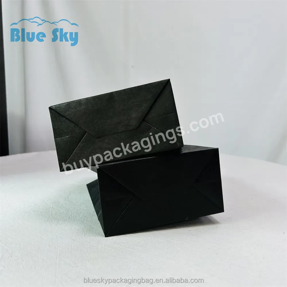 Bluesky Custom Print Your Own Logo Brown Black Kraft Paper Gift Craft Shopping Paper Ritual Feel Premium Bag With Handling