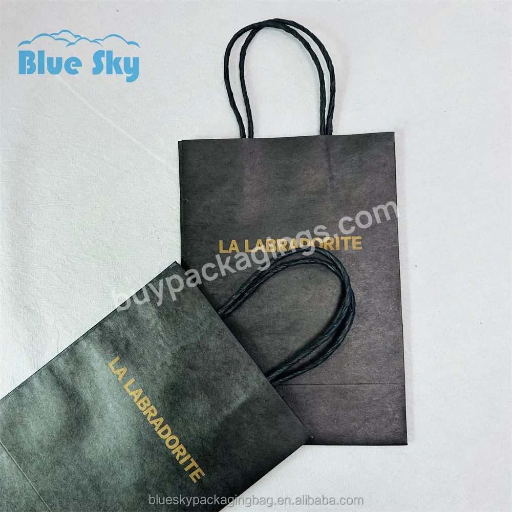 Bluesky Custom Print Your Own Logo Brown Kraft Paper Gift Craft Shopping Paper Ritual Feel Premium Bag With Handling