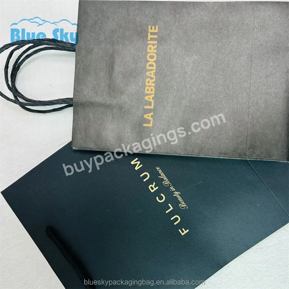 Bluesky Custom Print Your Own Logo Dark Color Kraft Paper Gift Craft Shopping Paper Ritual Feel Premium Bag With Handling