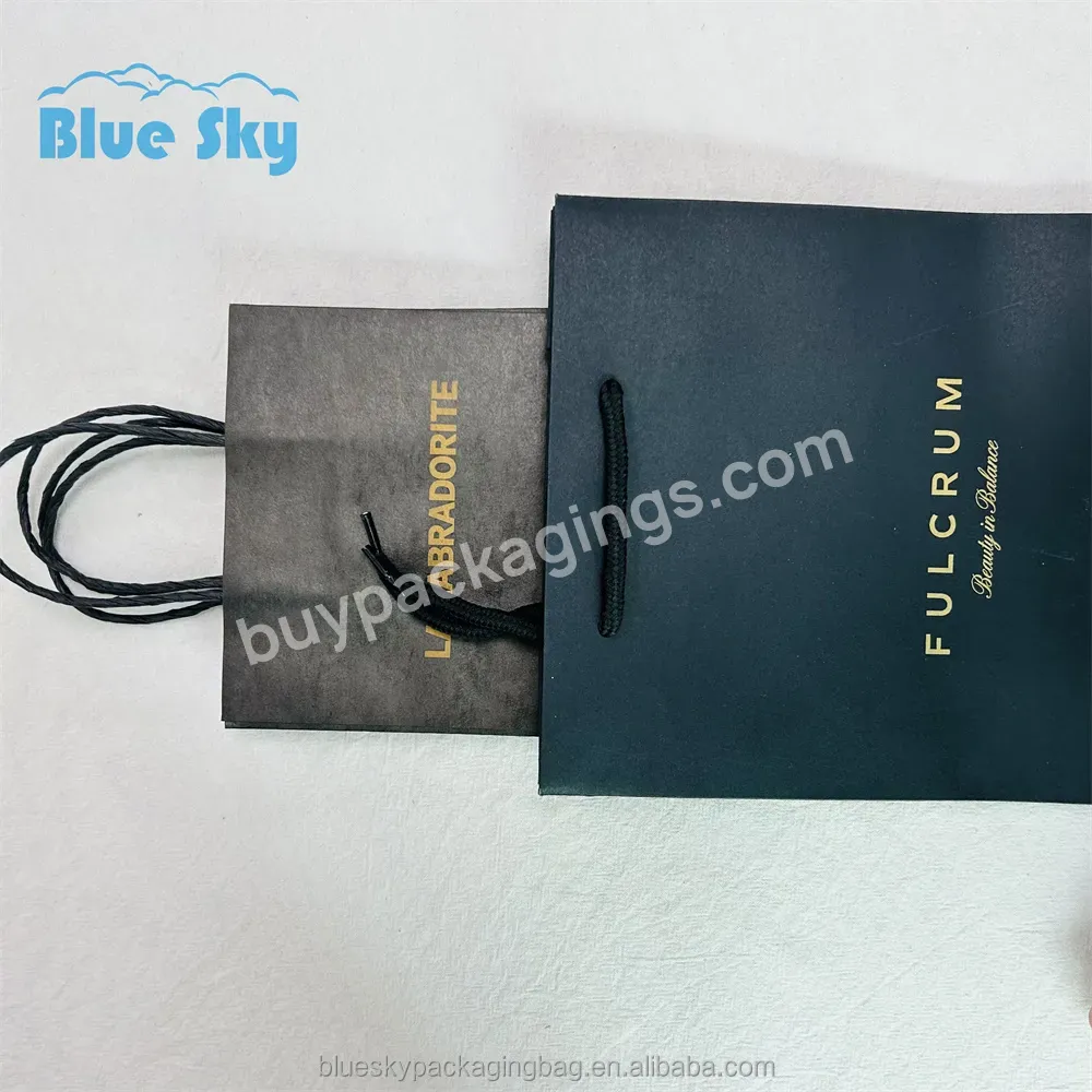Bluesky Custom Print Your Own Logo Dark Color Kraft Paper Gift Craft Shopping Paper Ritual Feel Premium Bag With Handling