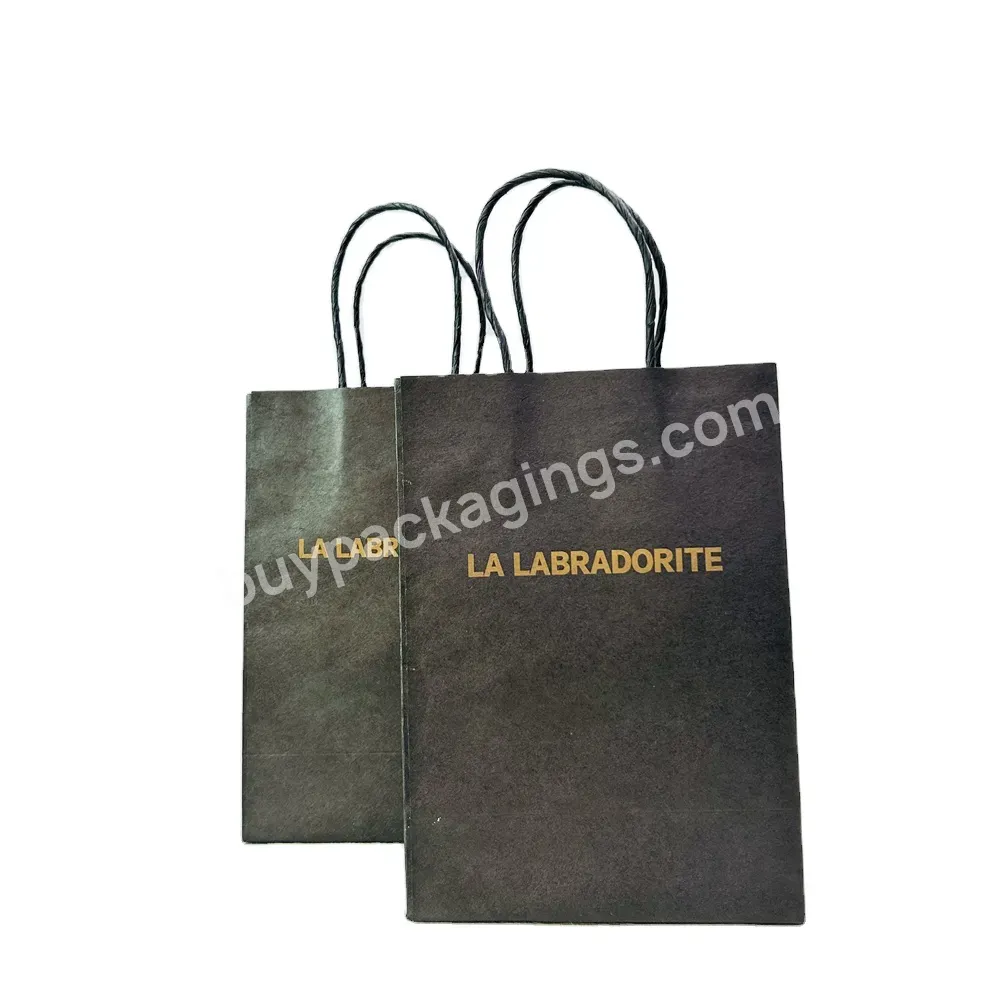 Bluesky Custom Print Your Own Logo White Black Kraft Paper Gift Craft Shopping Paper Ritual Feel Premium Bag With Handling