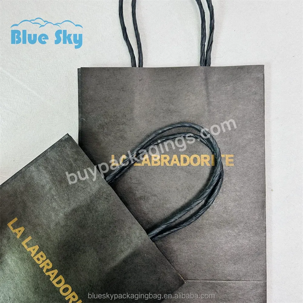 Bluesky Custom Print Your Own Logo White Black Kraft Paper Gift Craft Shopping Paper Ritual Feel Premium Bag With Handling