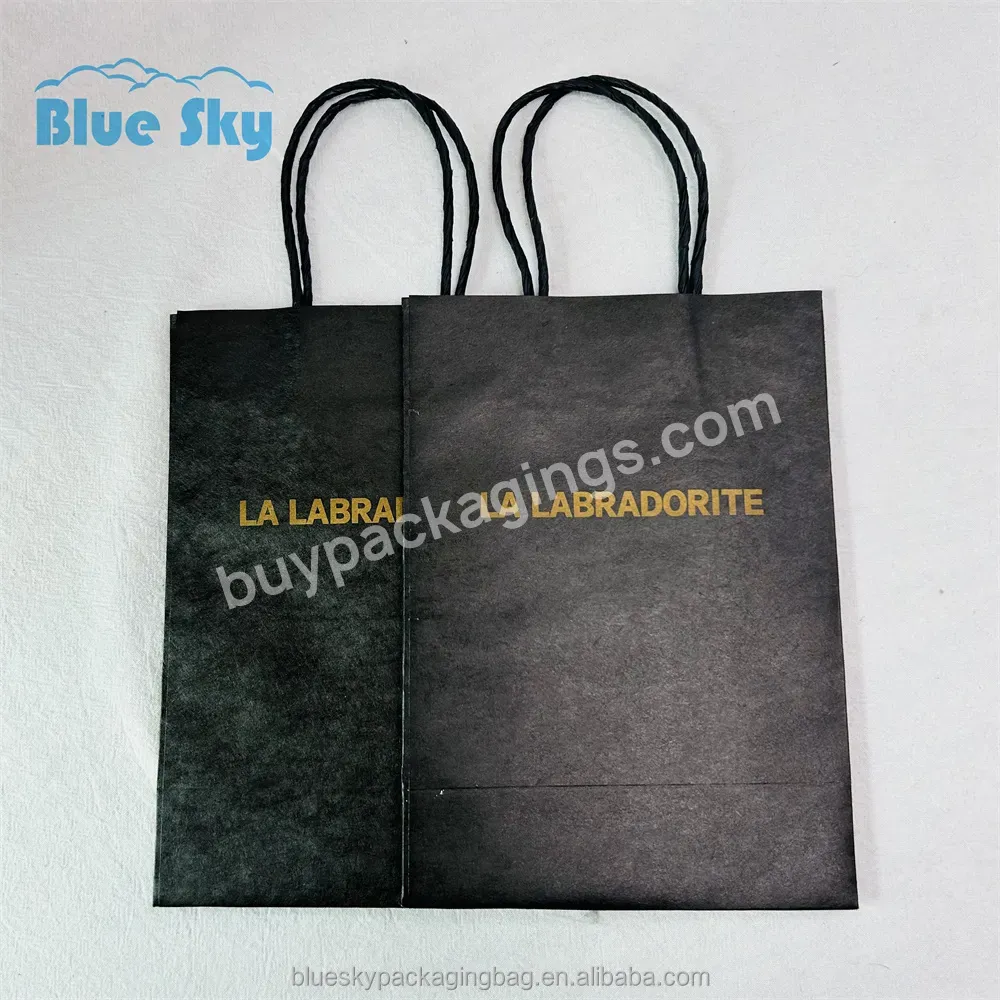 Bluesky Custom Print Your Own Logo White Brown Black Kraft Paper Gift Craft Shopping Paper Ritual Feel Premium Bag With Handling