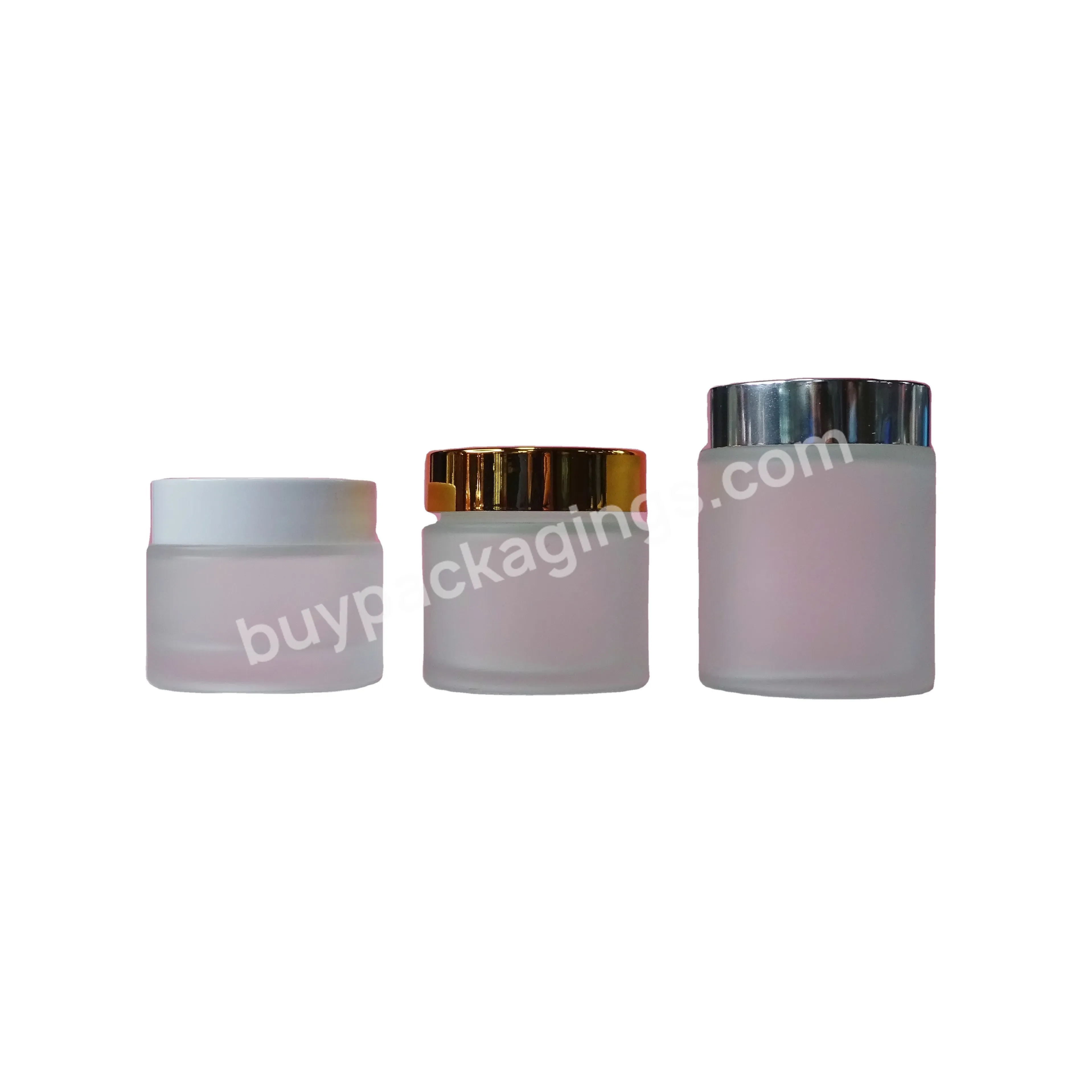 Body Scrub Facial Cream Skincare 5g 10g 15g 20g 30g 50g 100g Empty Frosted Cream Glass Jar With Silver Gold White Lids