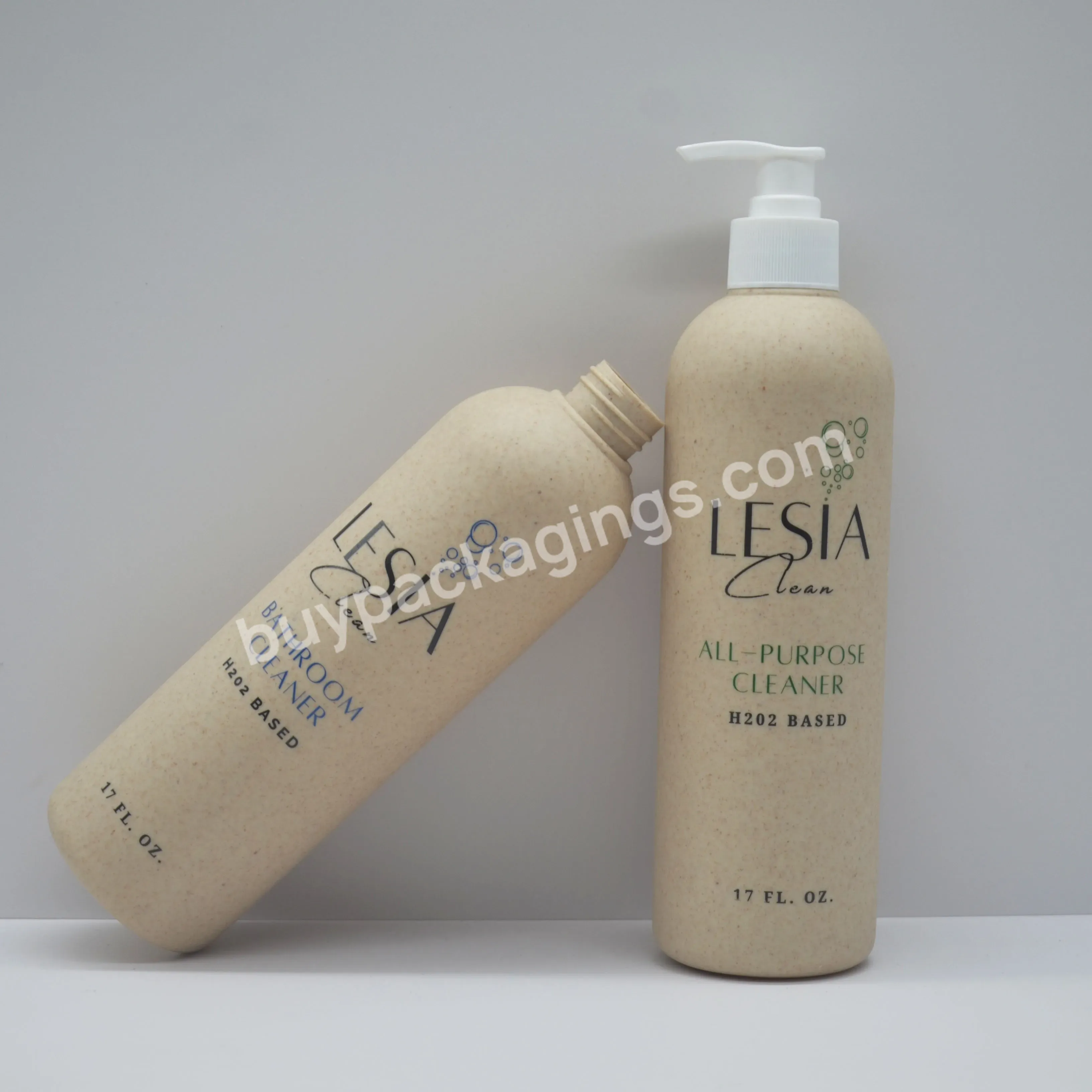 Body Wash Shampoo Plastic Cosmetic Packaging Bottle With Pump High Grade Ecological Recyclable Wheat Straw Bottle