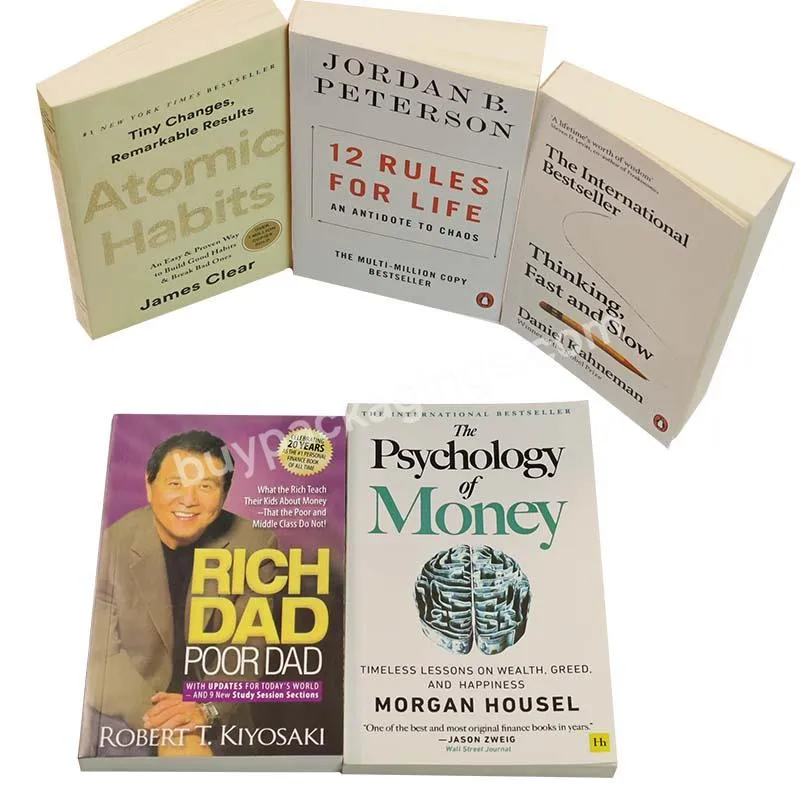 Books printing Novel Rich Dad Poor Dad Atomic Habits 12 Rules of Life Money Psychology Art Paper Cover Novel printing