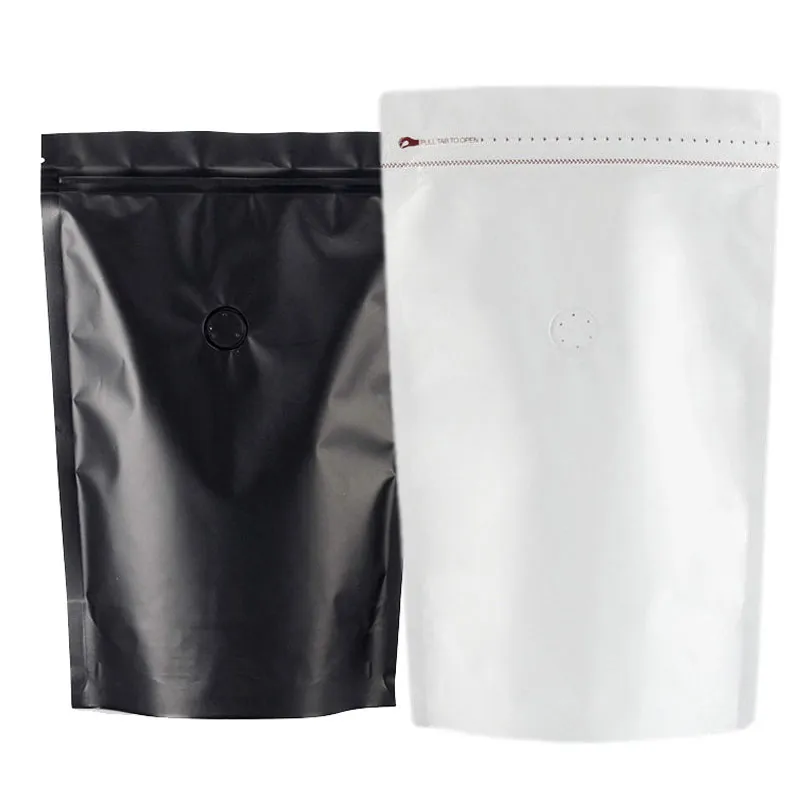 Bopp Sliver Aluminium Custom Print Customized Plastic Zipper Stand Up Matte Black Aluminum Foil Coffee Bag