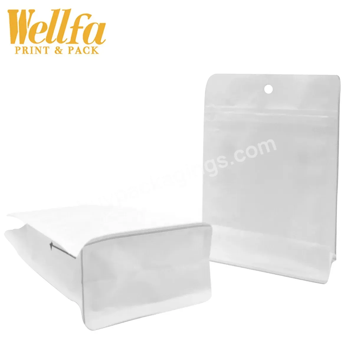 Bopp/pe Custom 250g 500g 1kg White Eco Friendly Recyclable Zipper Packaging Bags Valve Pouch Flat Bottom Coffee Bag