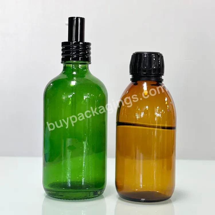 Boston Round 1/2oz 2oz 4oz 8oz 16oz 32oz 60ml 120ml 250ml 500ml Amber Glass Bottles With Metal Lid