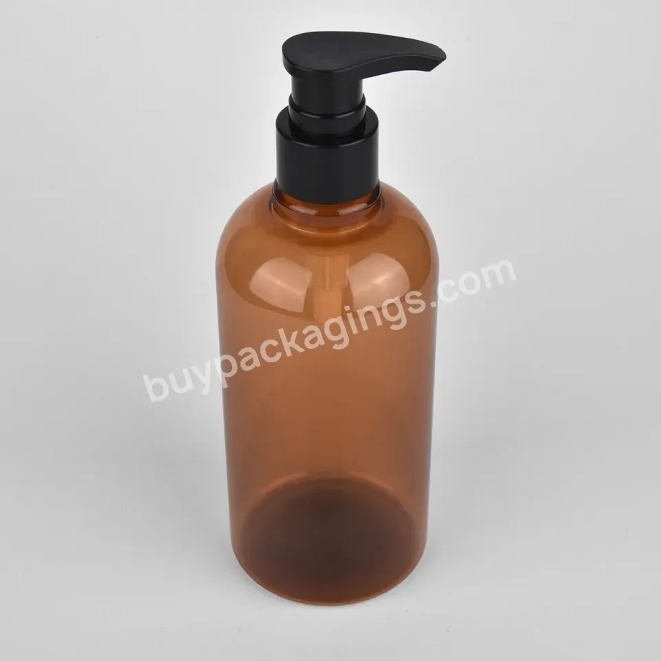 Boston Round Pet Plastic Flip Cap Dispenser Shower Gel Wash Gel Shampoo Usage Plastic 400ml Bottle Lotion Pump