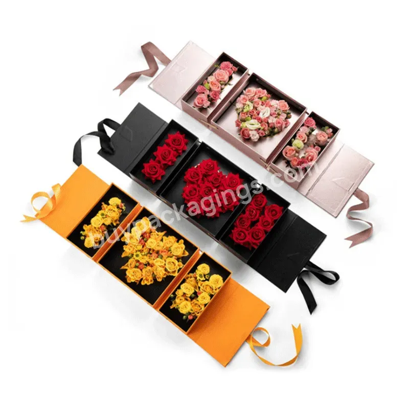 Bouquet Packaging Suitcase Design Cardboard With Wholesale Flower Gift Box
