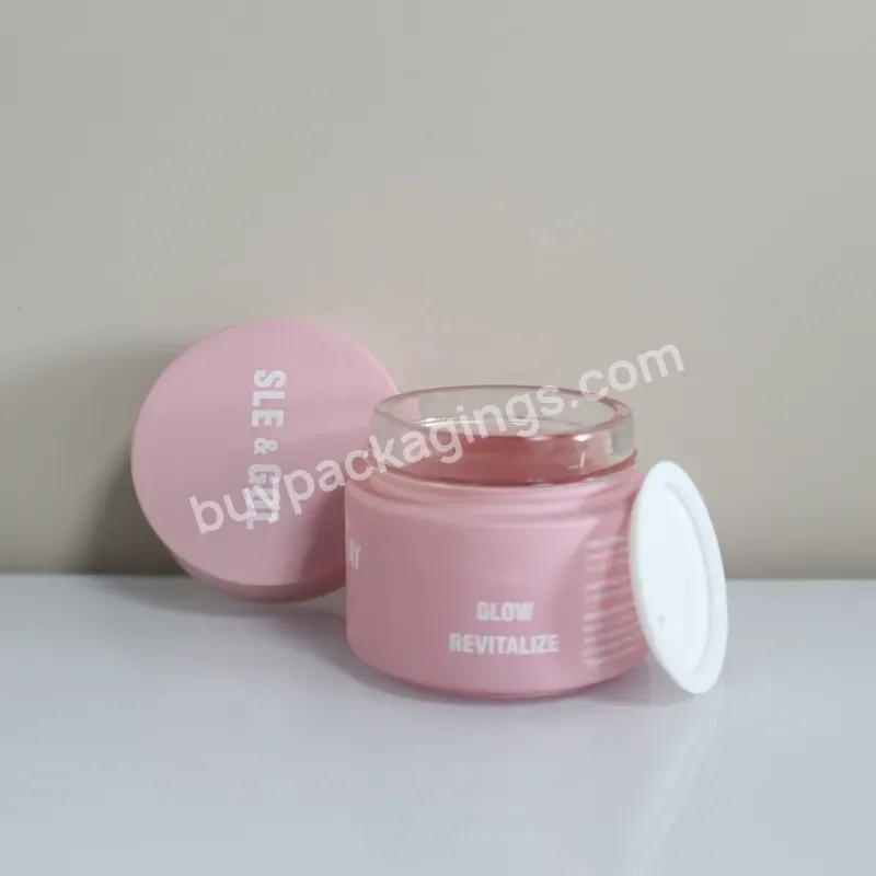 Boutique 15/30/50/100ml Empty Cosmetic Cream Glass Container Cosmetic Refillable Bamboo Lid Frosted Glass Cosmetic Jars