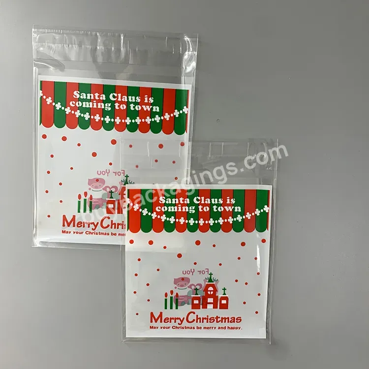Boutique Hot Selling Custom Logo Seal Plastic Bag Christmas Festival Self Sealing Bag Opp Color Printing Self Adhesive Bag
