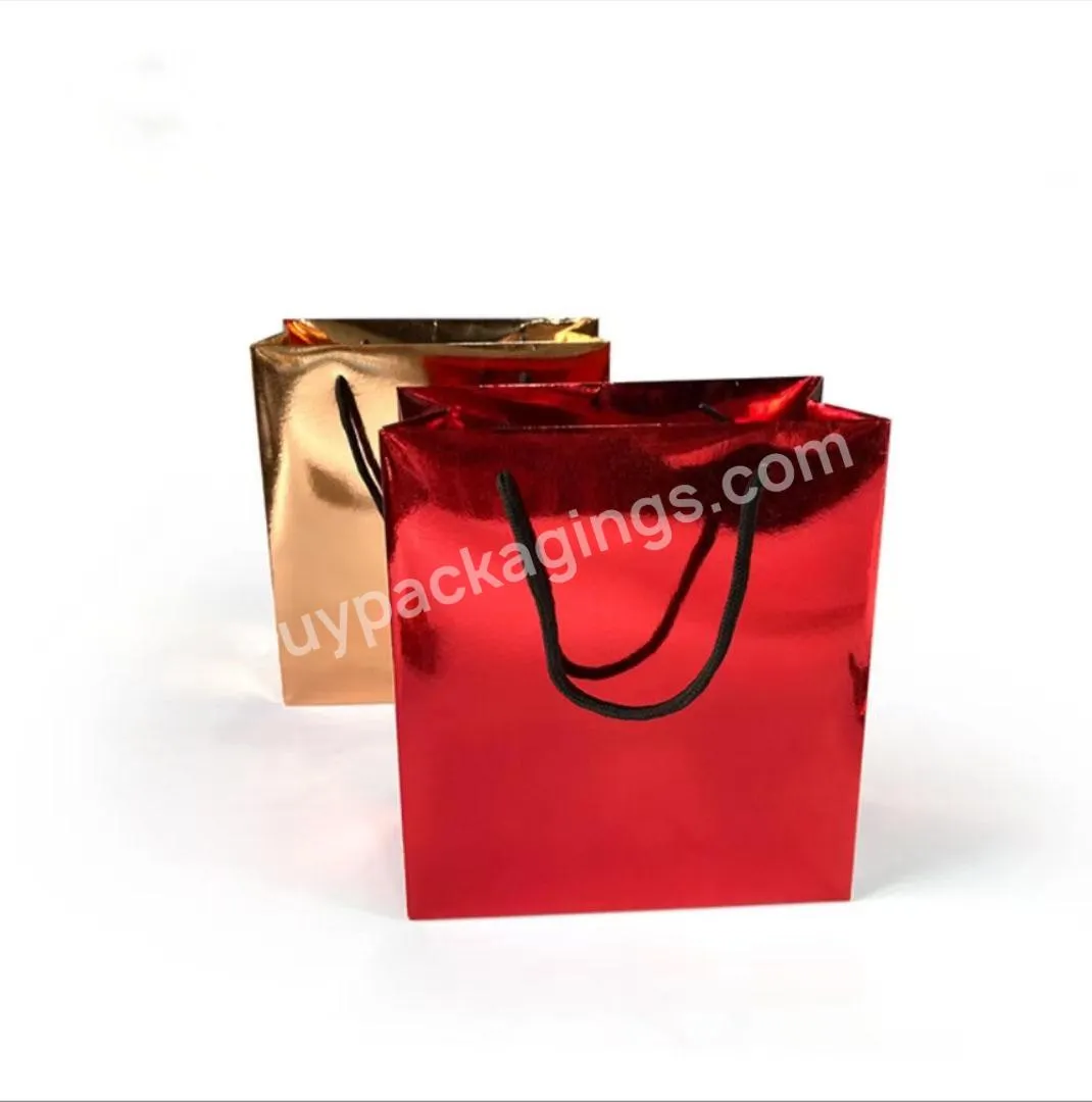 Boutique Paper Bag Custom Printing Recyclable Gift Paper Bags Gold Shinny Logo On Jewelry Paper Bag