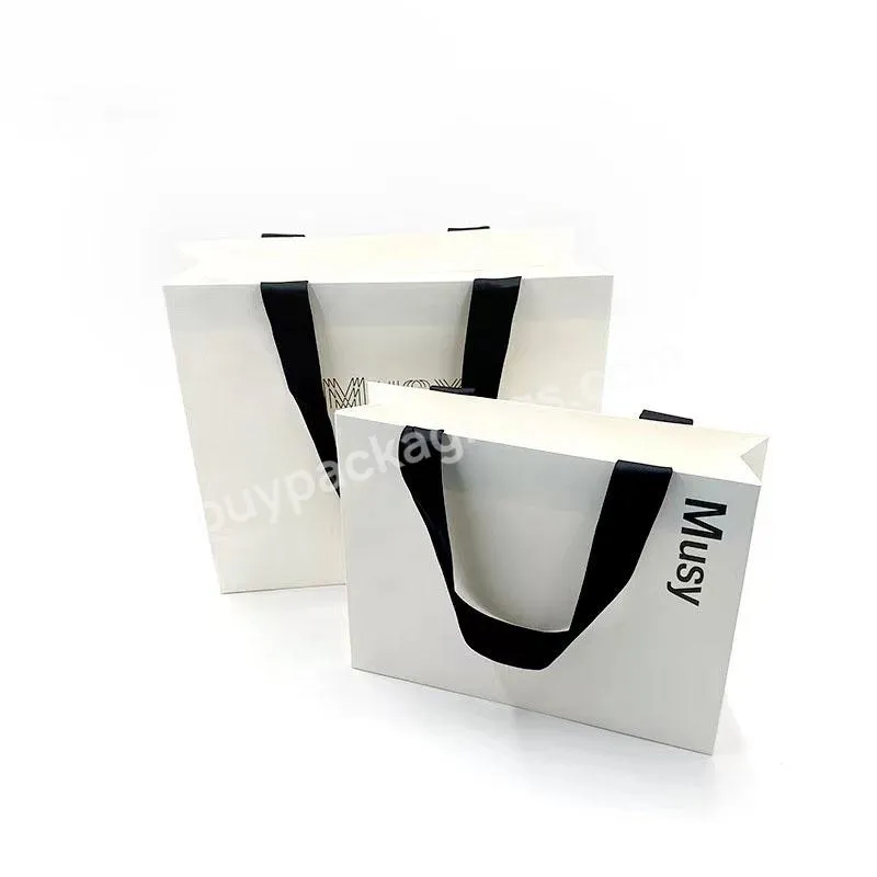 Boutique Paper Bag Custom Printing Recyclable Gift Paper Bags Gold Shinny Logo On Jewelry Paper Bag
