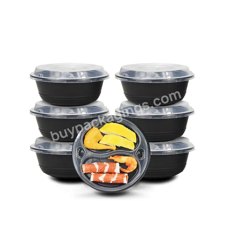 Bpa Free Biodegradable Frozen Black Free Disposable Plastic Food Containers Round Meal Prep Containers Bowl With Lid