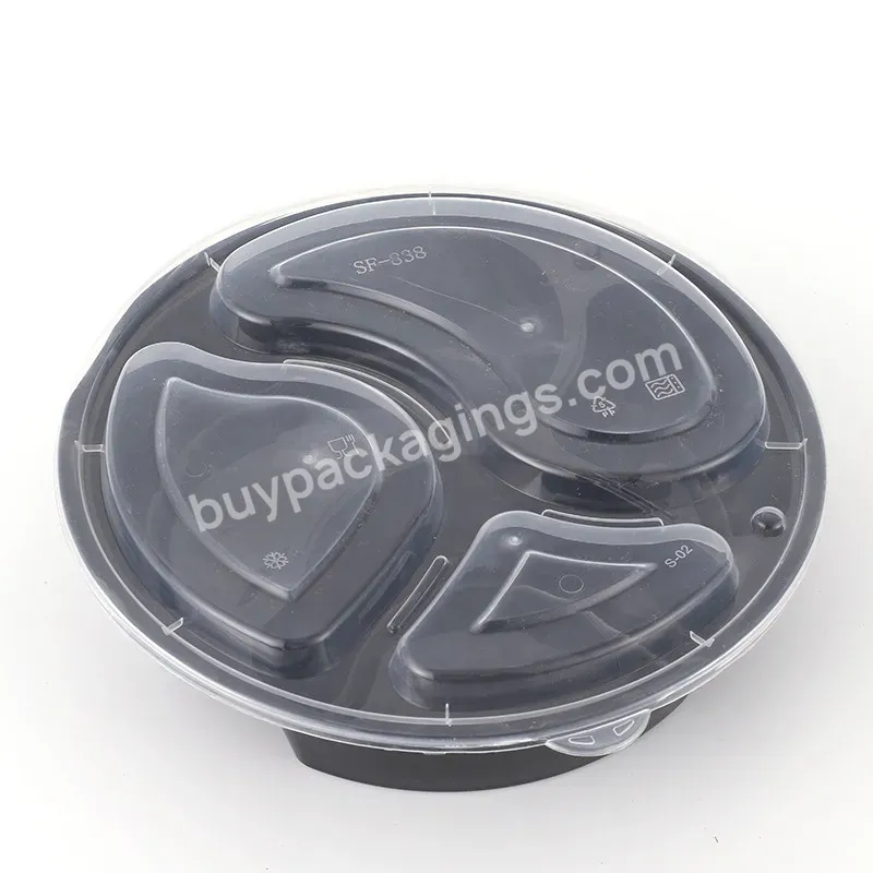 Bpa Free Custom Disposable Takeaway 3 Compartment Plastic Round Meal Prep Containers With Lids