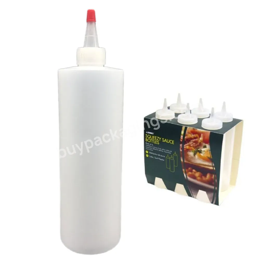 Bpa Free Easy-squeeze Pe 16oz 500ml Plastic Home Squeeze Sauce Dressings Bottle With Twist Cap