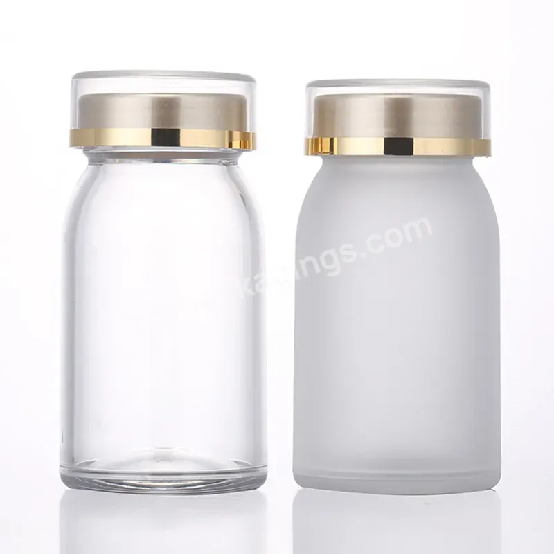 Bpa Free Factory Food Grade 175cc Frost Pet Plastic Supplement Pill Chewing Gum Bottle With Flip Top Gold Cap