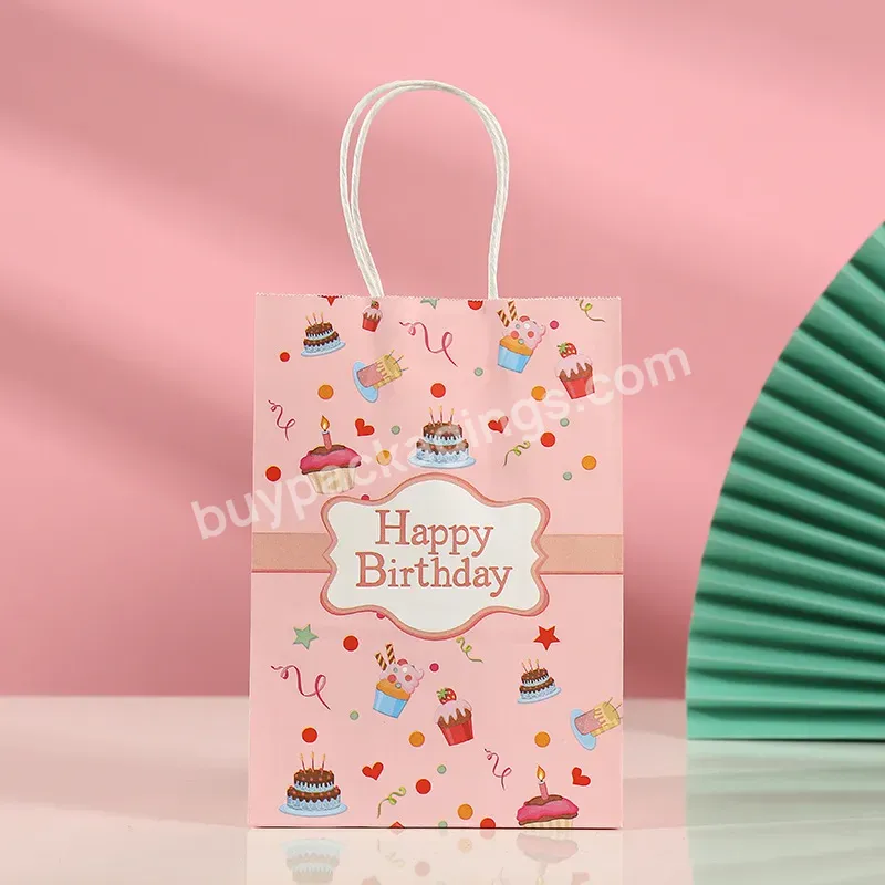 Brand New Colorful Custom Printing Kraft Paper Bag Retail Gift Packaging Candy Wrapping Paper Bag With Handle
