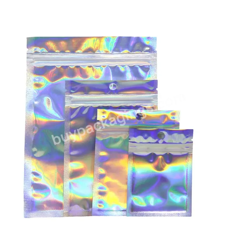 Brand New Plastic Zipper Holographic Stand Up Pouch Transparent Bag