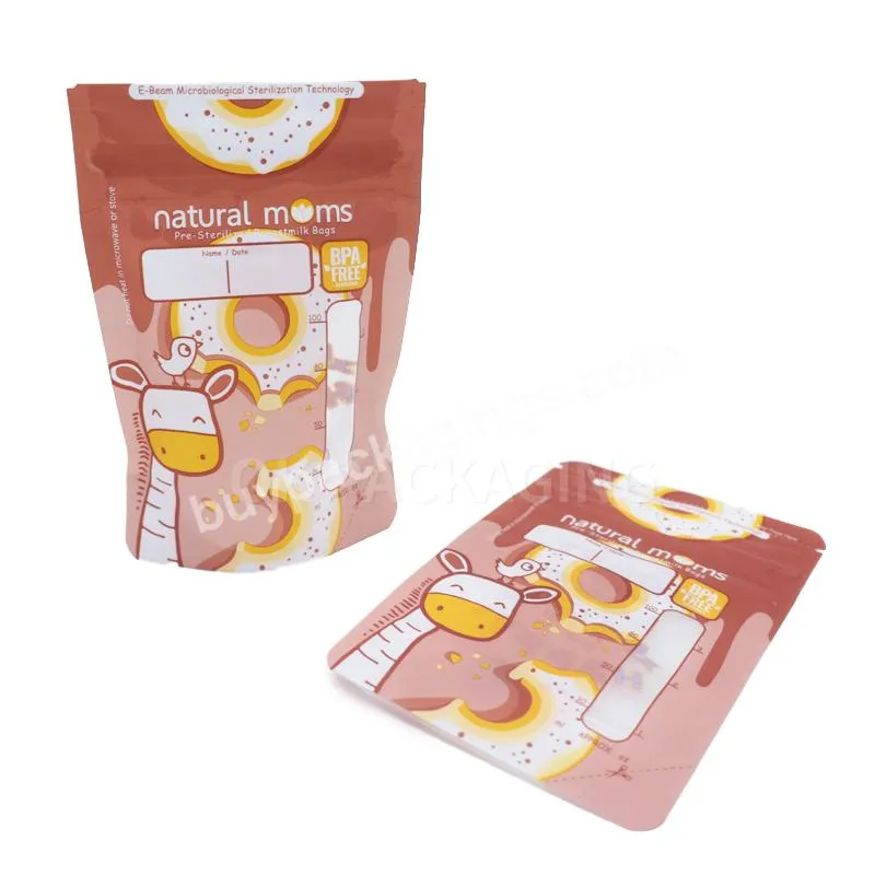 Breast Milk Storage Bag Double Zip Stand Up Pouch Bpa Sterilized Frozen Material Breast Milk Bag