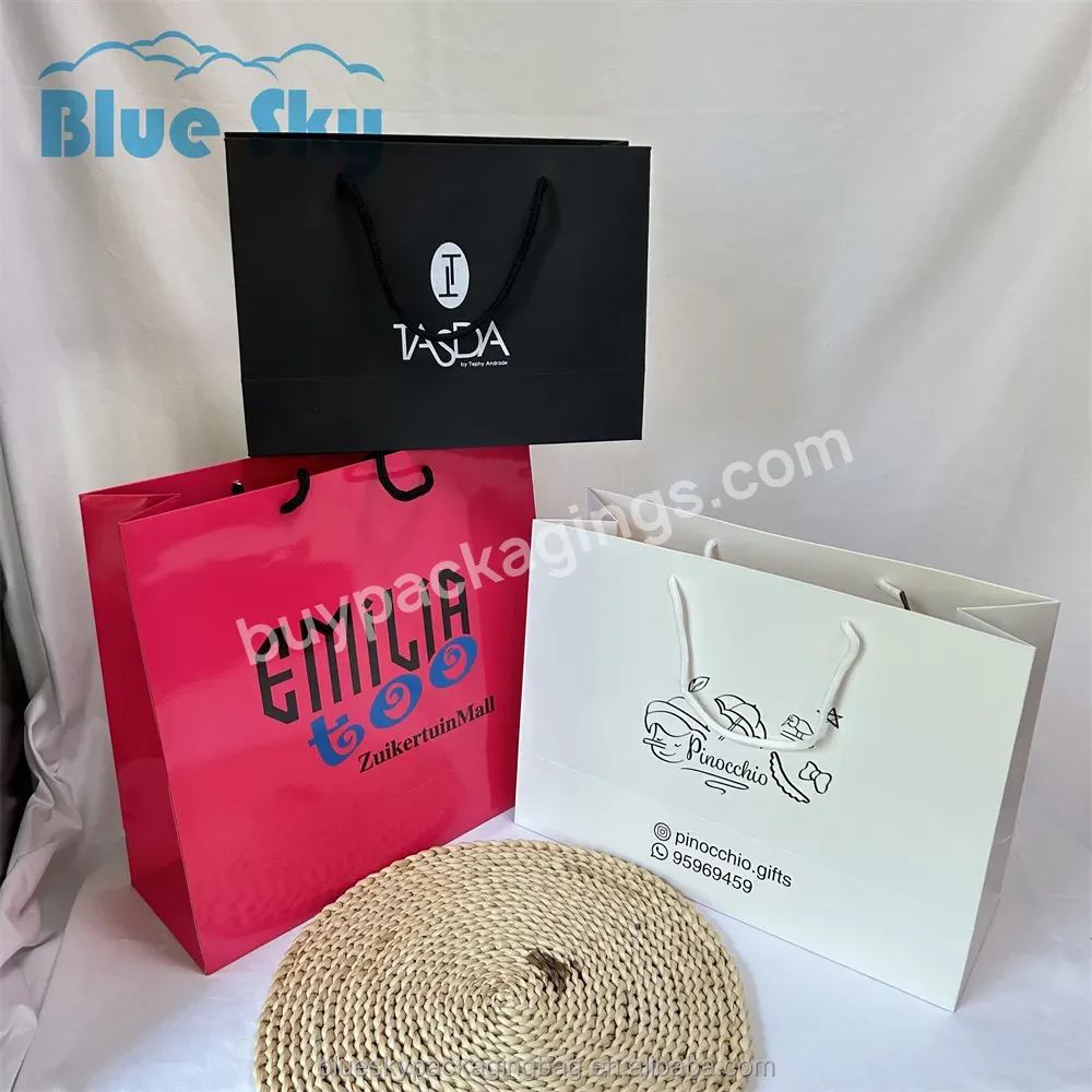 Bright Film Dazzling Fashion Wholesale High-gloss Paper Bags Custom Customer Shopping Bags Reusable Logo Printing