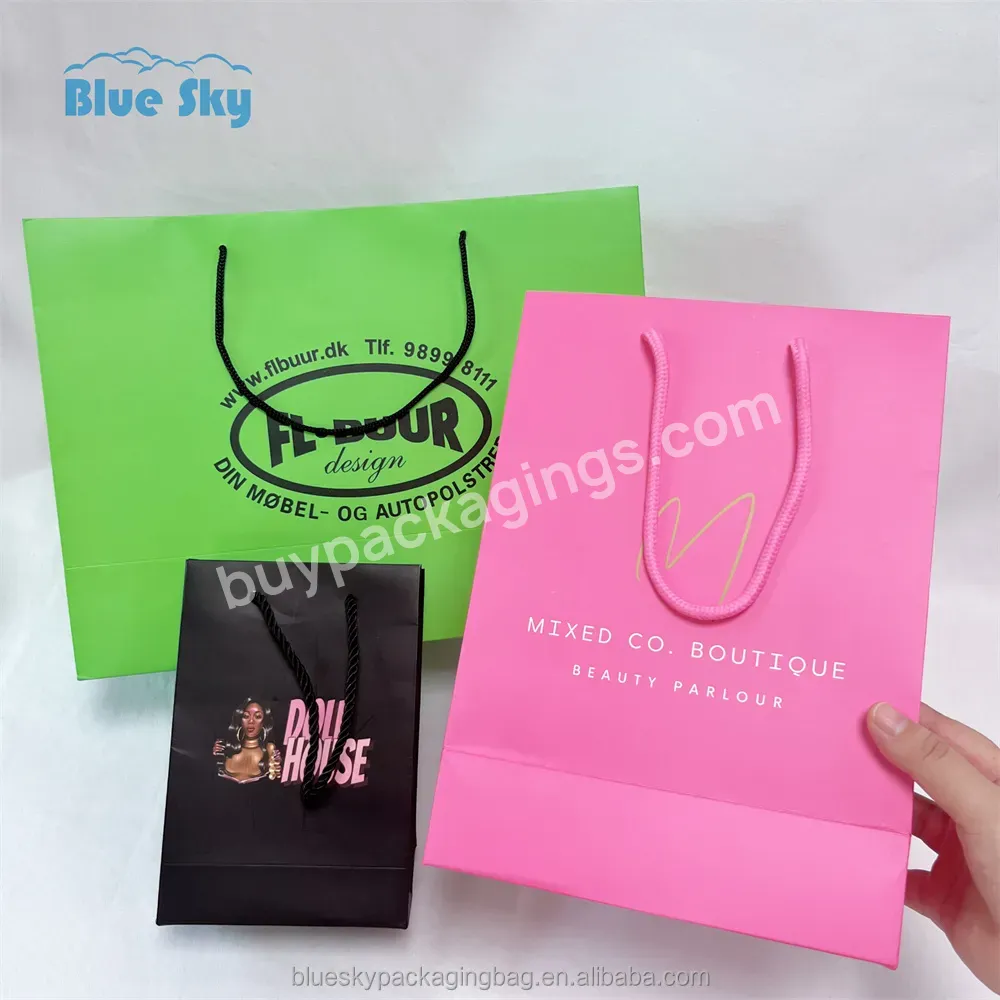 Bright Film Dazzling Fashion Wholesale High-gloss Paper Bags Custom Customer Shopping Bags Reusable Logo Printing