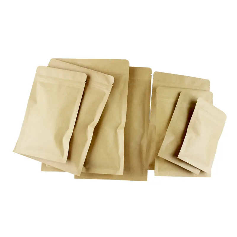 Brown 3 Side Sealed Gusset Printing Packaging Ldpe Mylar Poly Bulk Peva Craft Plastic Kraft Paper Food Bag