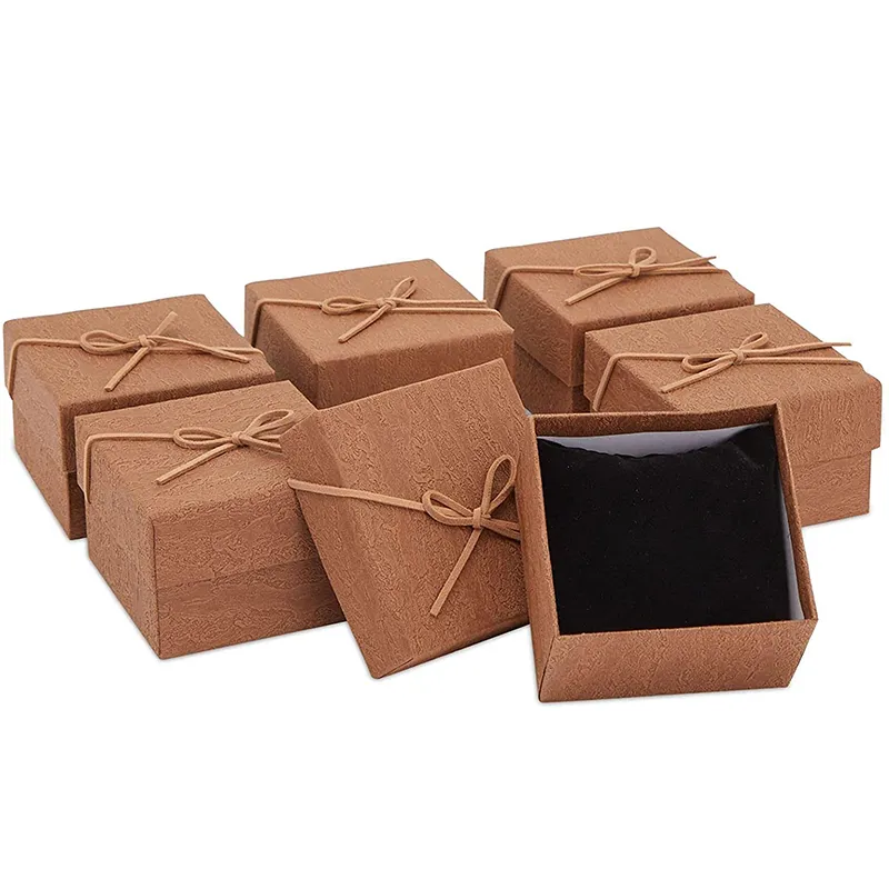 Brown 3.5 inch factory eco friendly recycled  Custom luxury cardboard Paper made square Watch Box Wrist  Lid base case Watch Gi