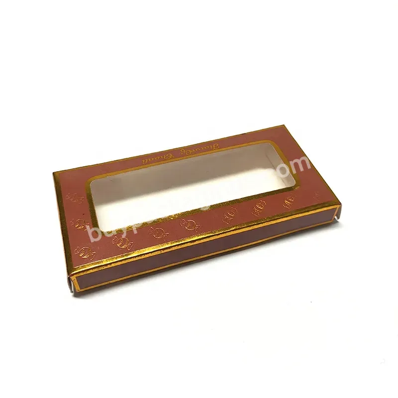 Brown Color Design Custom Logo Glossy Lamination Gold Stamp Make Up Packaging Eyelash Boxes