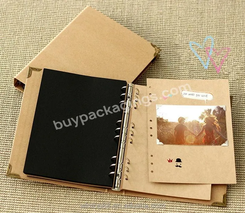 brown handmade paper notebook print album calendar memo scrapbook kraft hole looseleaf blank