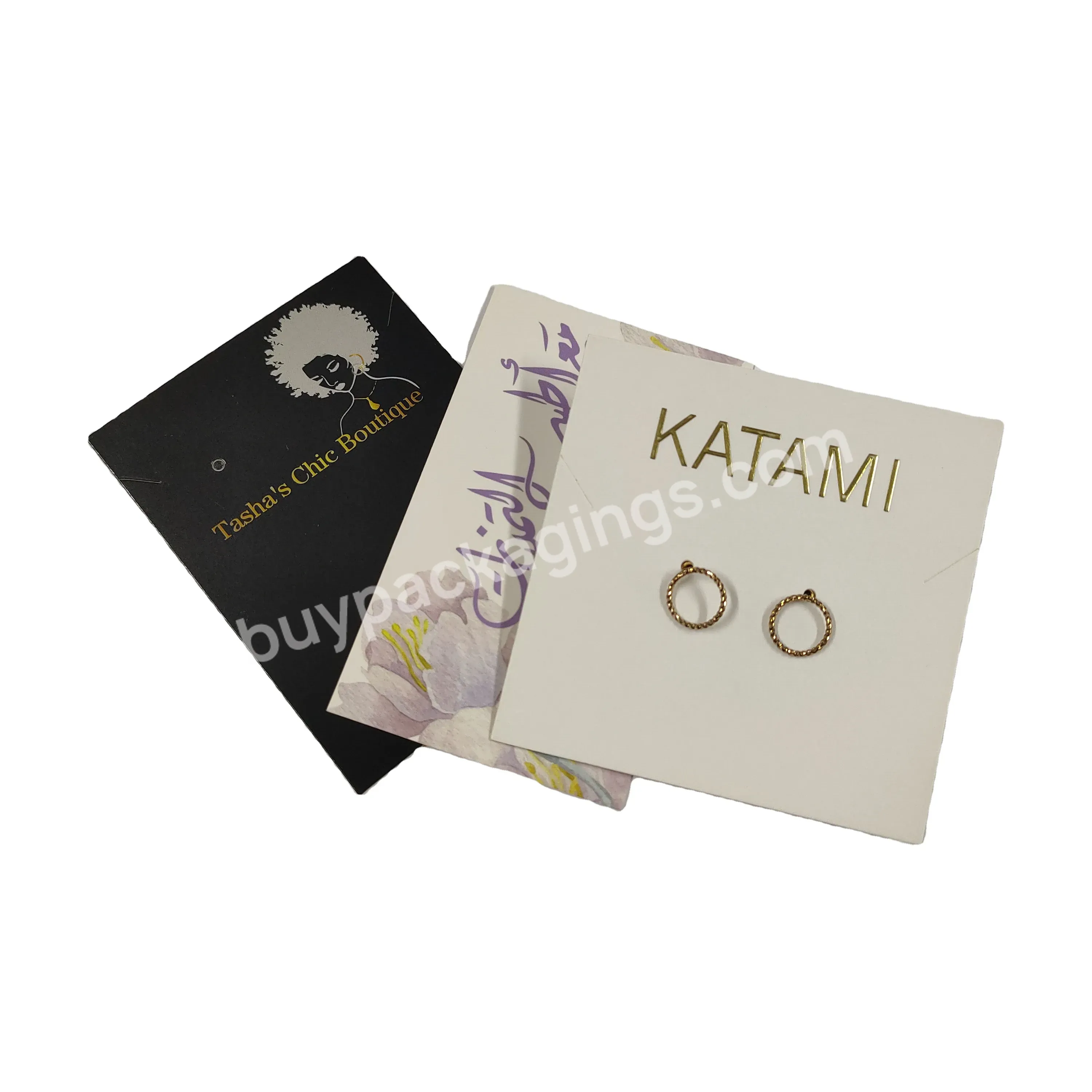 Brown Kraft Paper Business Card Custom Gold Foil Logo For Jewelry Packaging Cards