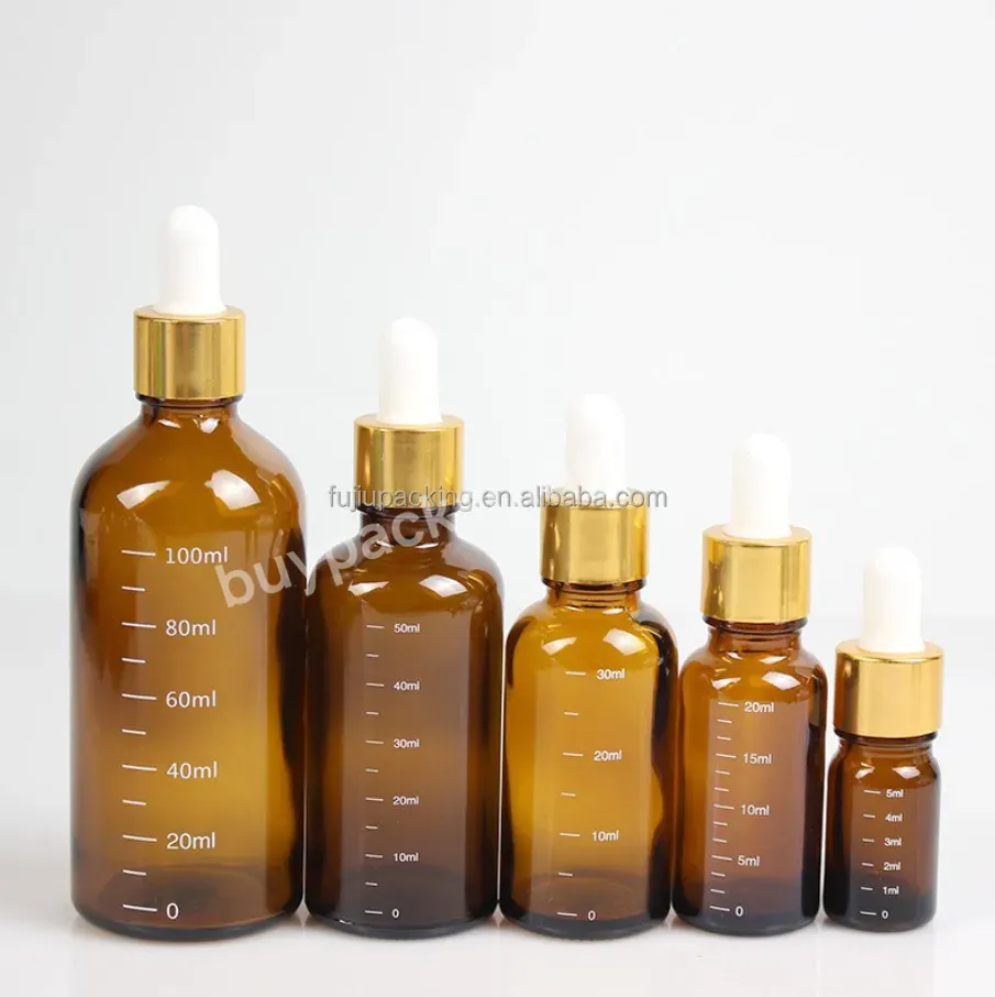 Bulk Amber Clear Green Liquid 10ml 30ml 50ml 100ml Oil Glass Dropper Serum Bottle With Measurement Scale