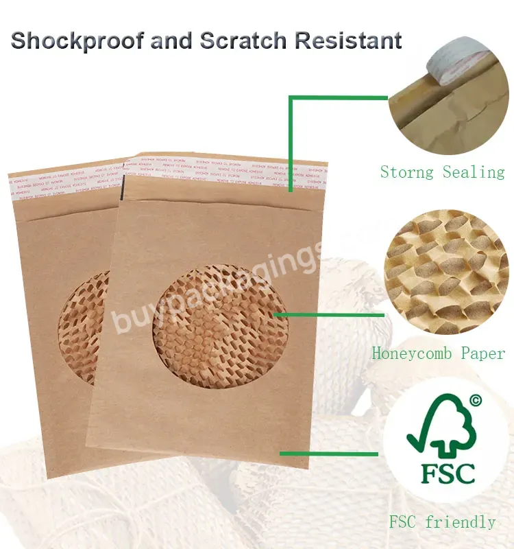 Bulk Sale Packaging Kraft Mailers 100% Biodegradable Paddded Honeycomb Package Bag