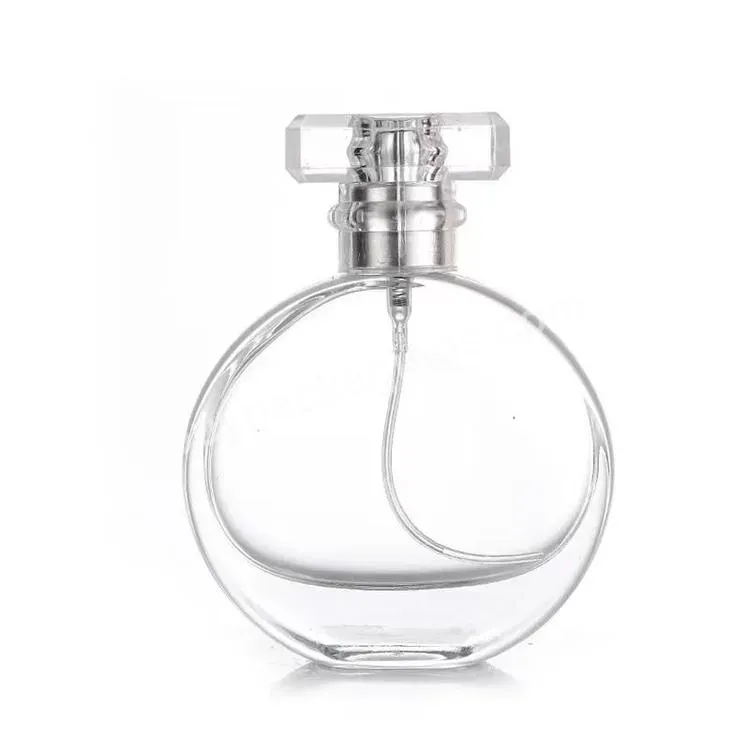 Bulk Wholesale 25ml 30ml 50ml Empty Flint Glass Flat Refillable Perfume Bottles With Spray Atomizer