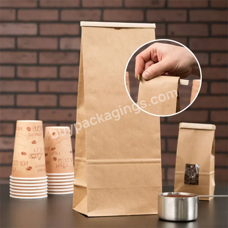 Bulk Wholesale White Brown Charcoal Flat Bottom Kraft Paper Coffee Packaging Bags