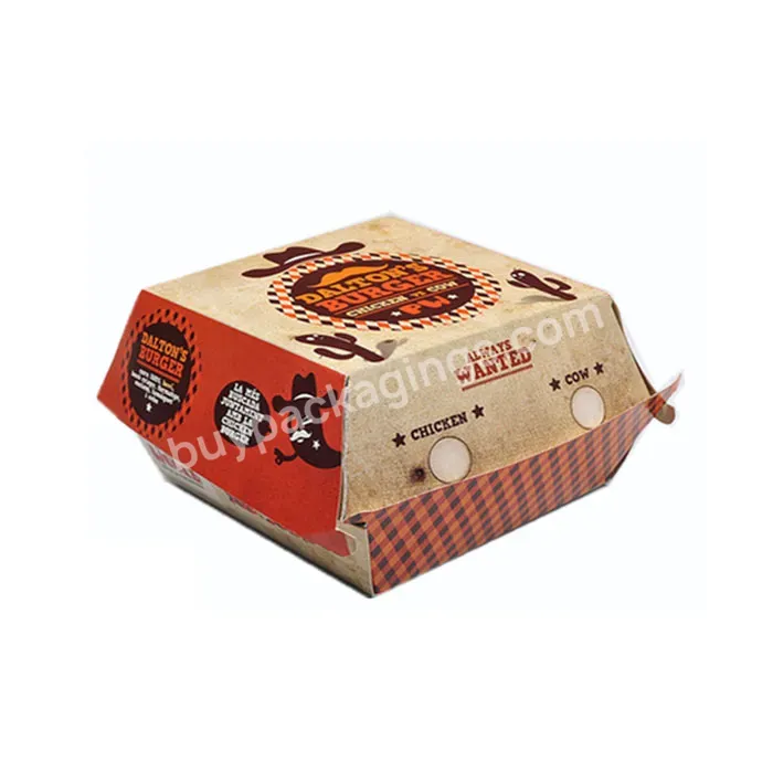 Burger Box Biodegradable Hamburger Wrapping Paper Corrugated Burger Box Eco-friendly