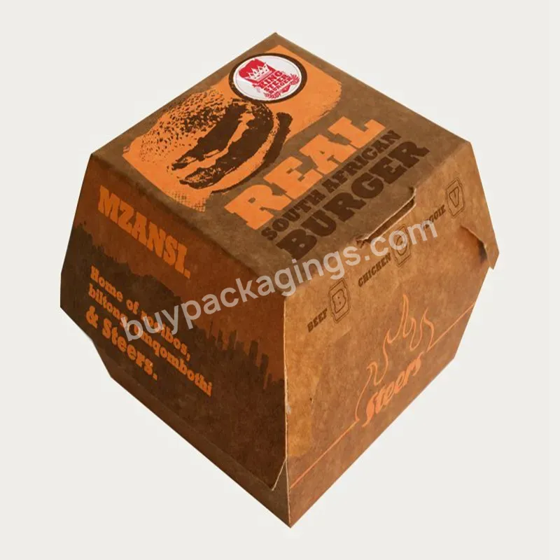 Burger Box Custom Printed Foldable Cardboard Hamburger Packaging Paper Burger Box