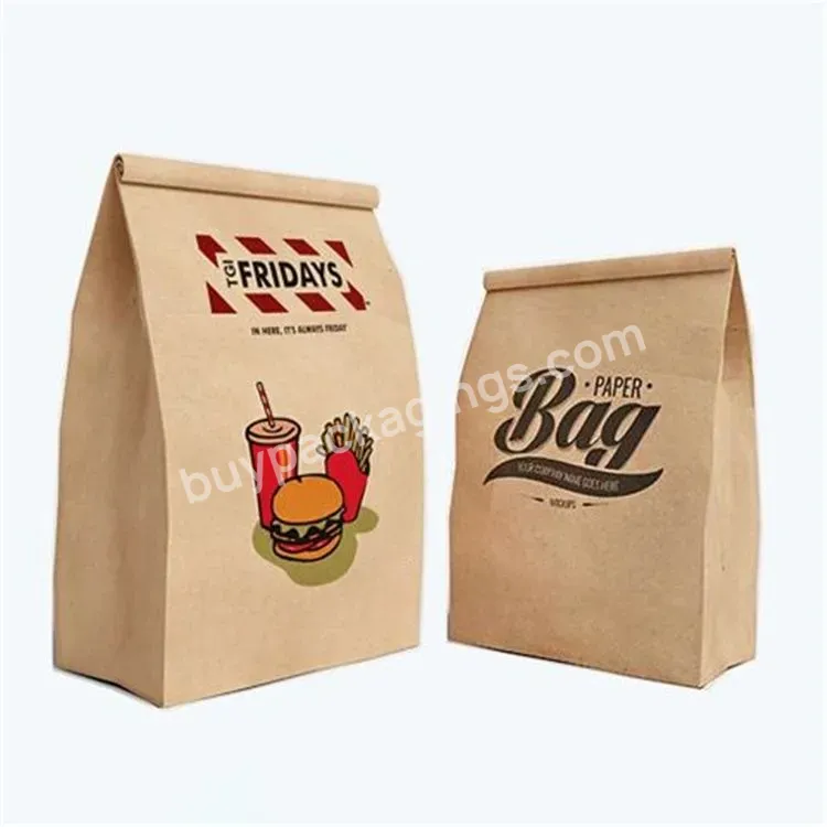 Burger Paper Bag Bakery Print Hot Selling Custom For Food Grade Kraft Paper Brown Luxury Packaging Bread Bag Offset Printing Llc
