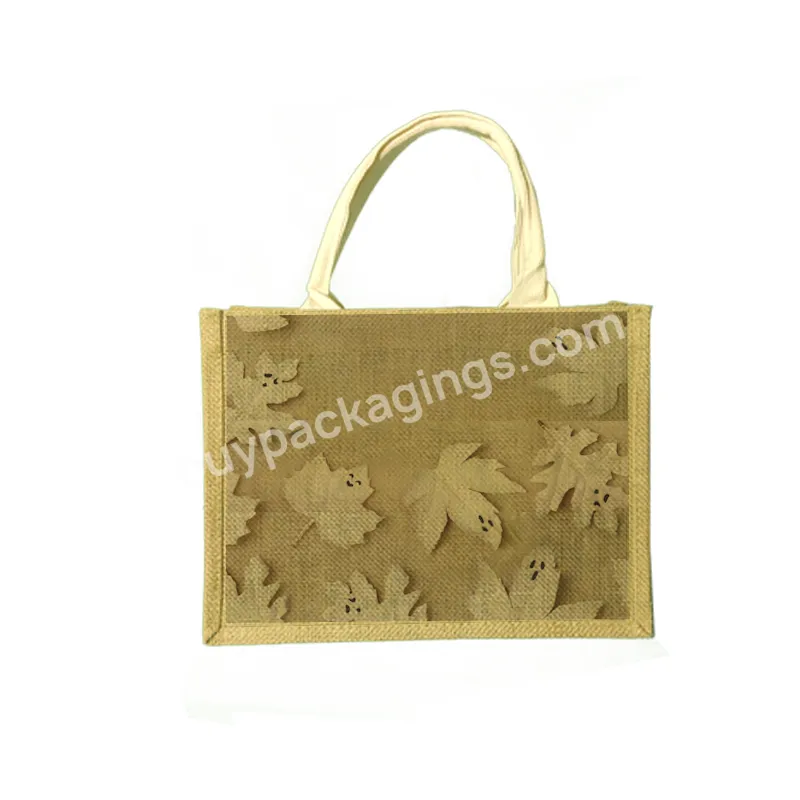 Burlap Bags Wholesale Eco-friendly Linen Burlap Gift Shopping Beach Jute Tote Bag With Logo Cotton Handle Custom Burlap Bags