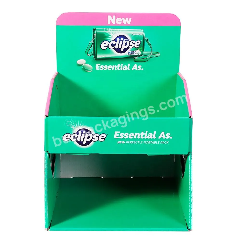 Caiye Custom Design Recycled Corrugated Cardboard PDQ Two Layers Counter Top Display Stand with Top Card